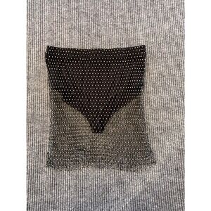 Black Rhinestone Fishnet Mini Skirt with Attached Panty Liner Festival Rave